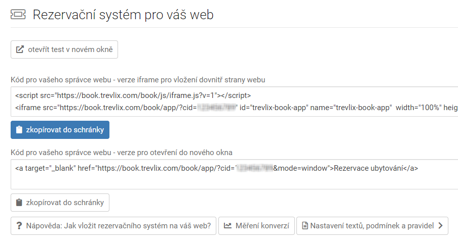 Rezervační systém - zkopírovat kód