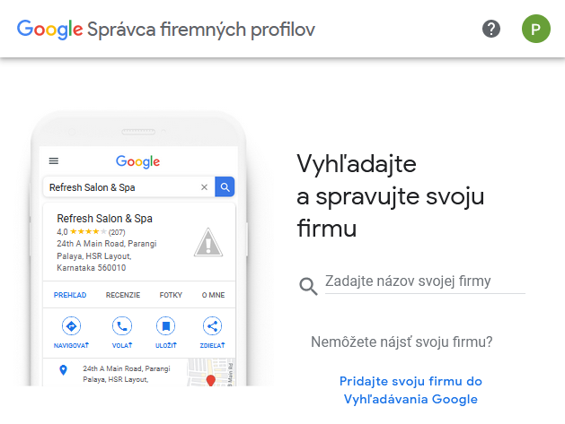 Google Firemní profil Hotel